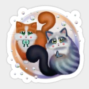 Sweet Cats with Bubbles Sticker